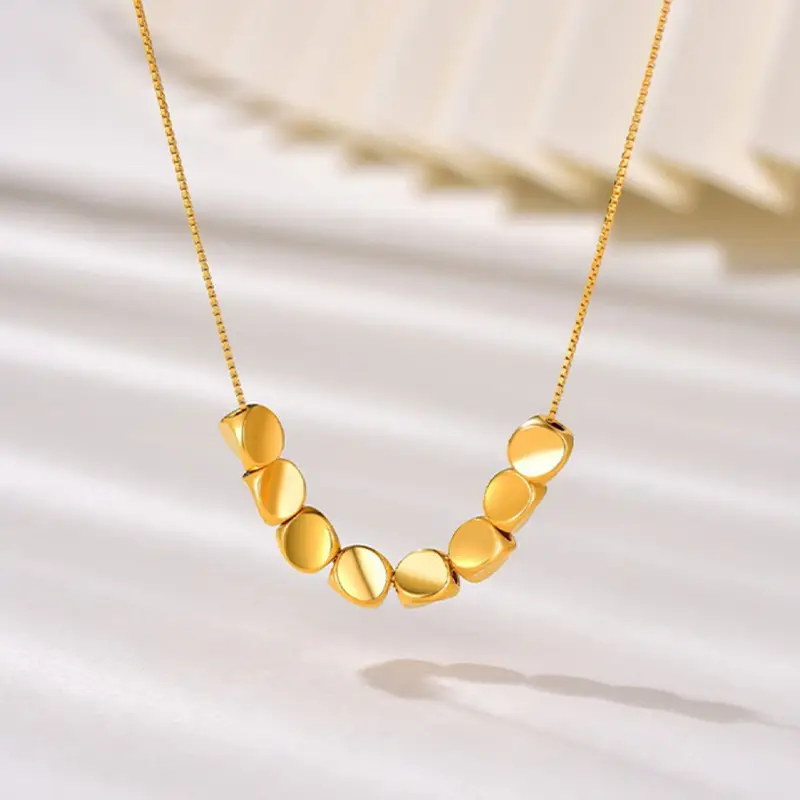 999 Pure Gold Sugar Cube Necklace for Women - Image 4