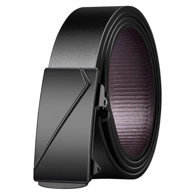 Men's Toothless Automatic Buckle Belt Black Large Size