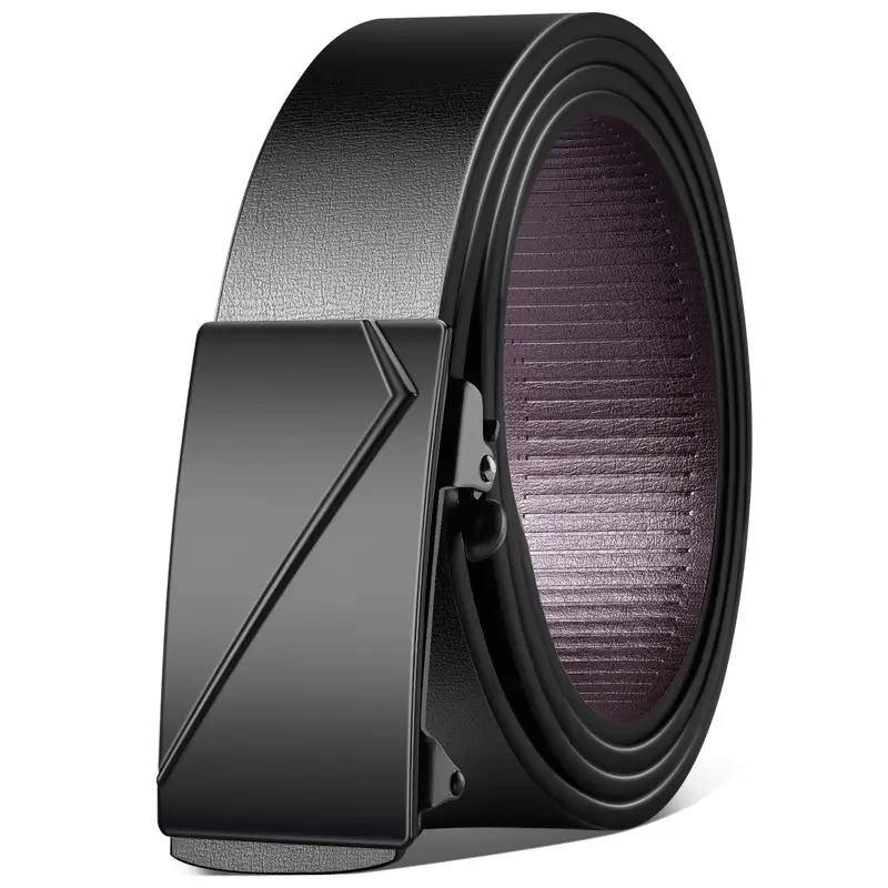 Men's Toothless Automatic Buckle Belt Black Large Size