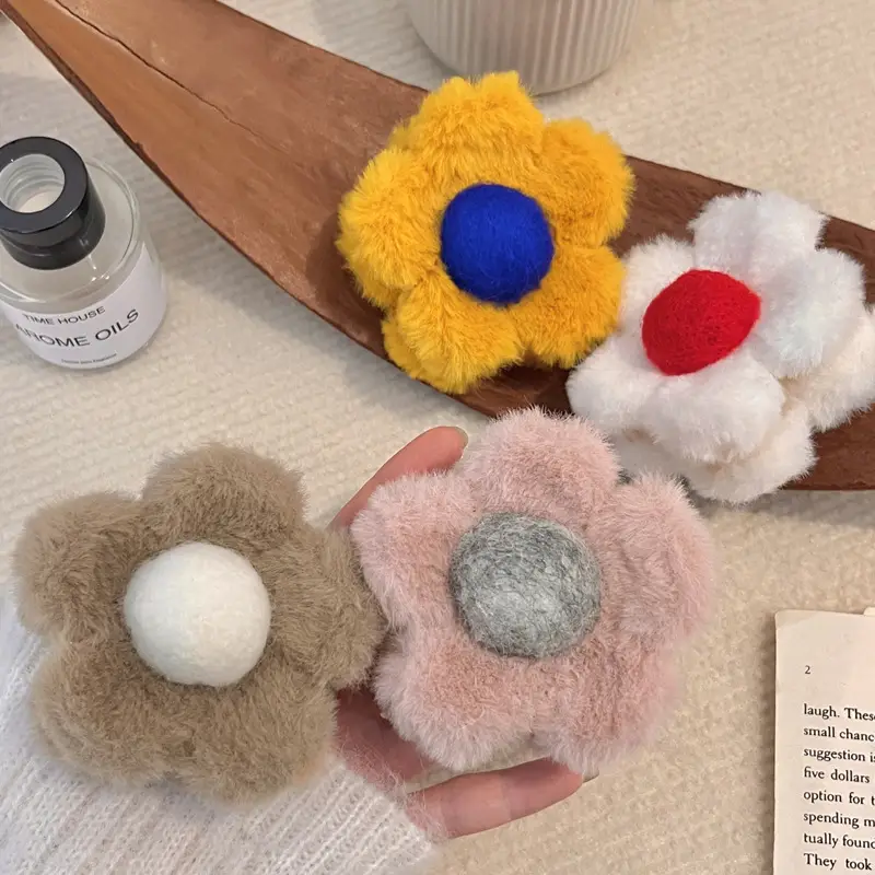 Autumn Winter Flower Plush Hair Clips for Women - Image 6