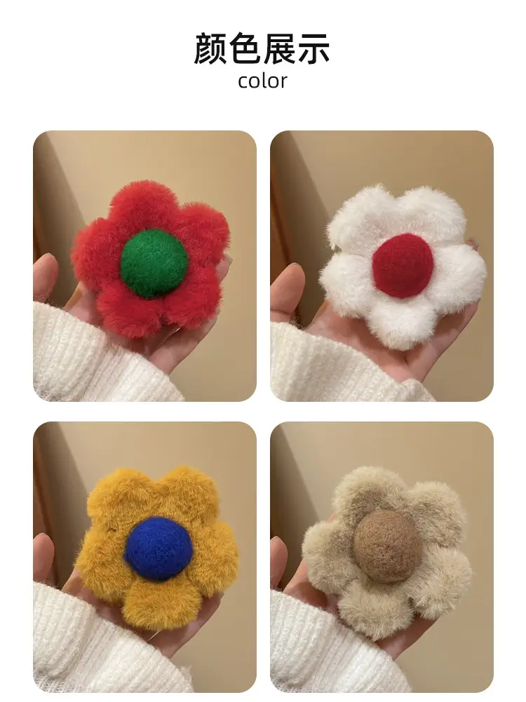 Autumn Winter Flower Plush Hair Clips for Women — feature 4