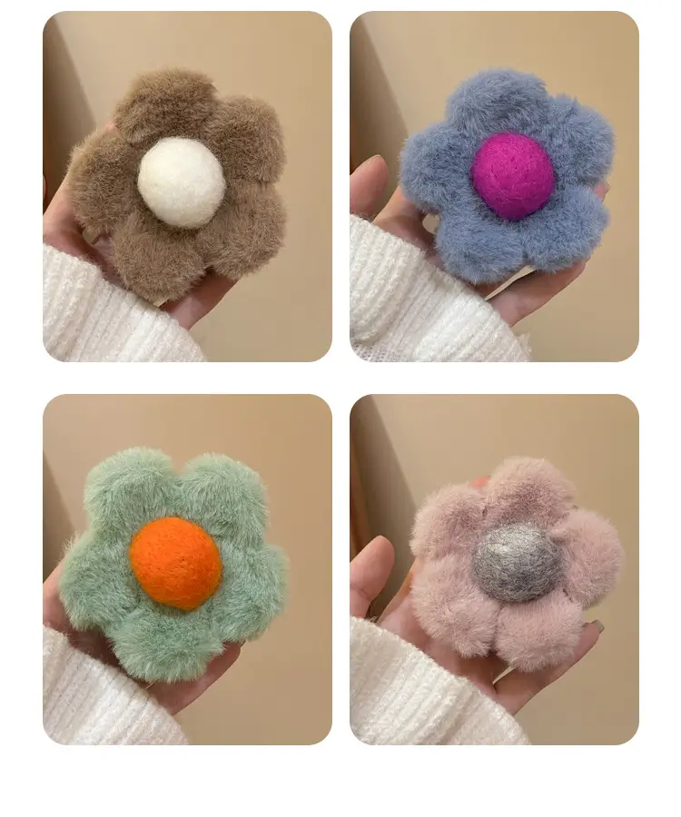 Autumn Winter Flower Plush Hair Clips for Women — feature 5