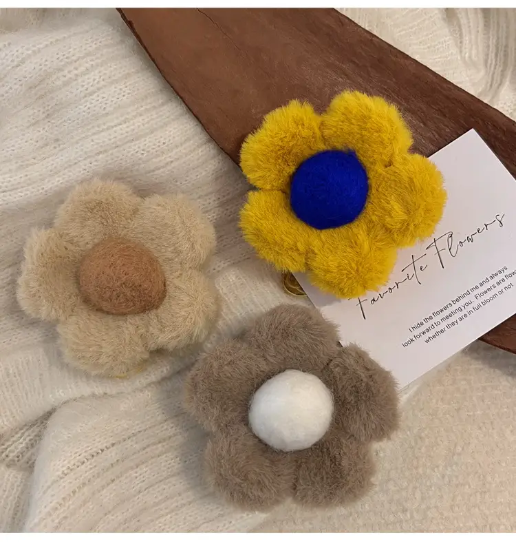 Autumn Winter Flower Plush Hair Clips for Women — feature 7