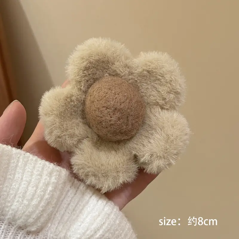 Autumn Winter Flower Plush Hair Clips for Women - Image 2