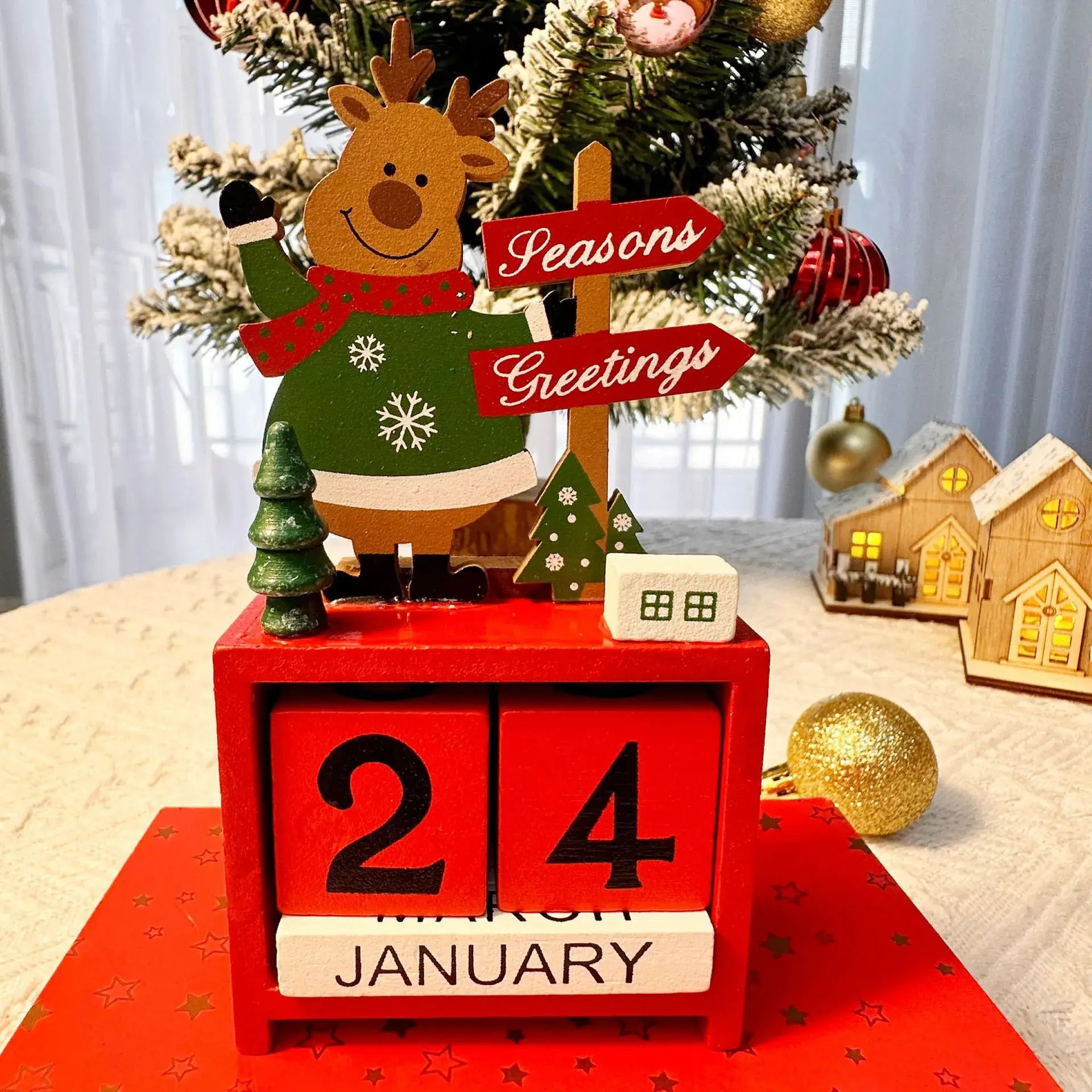 Christmas Wooden Calendar Decor for Home Desk January 24 - Image 2