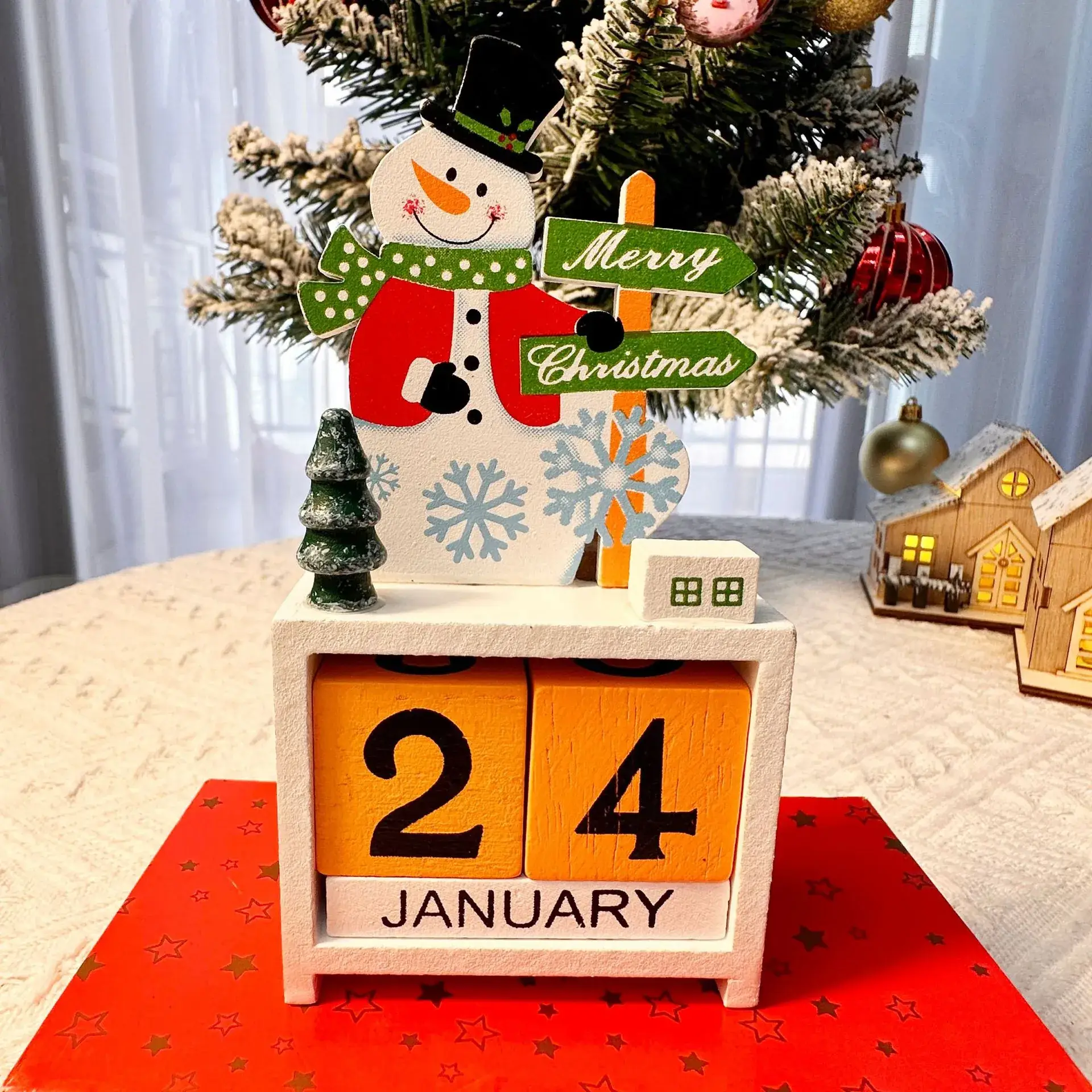 Christmas Wooden Calendar Decor for Home Desk January 24 - Image 3