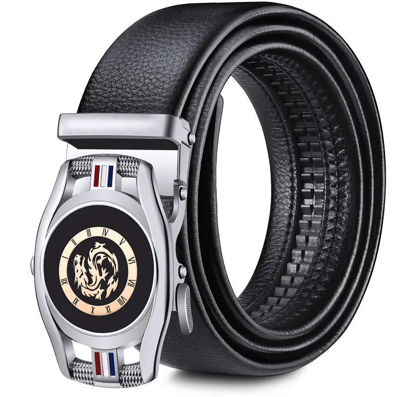Men's Automatic Buckle Belt Black Gold Gold Plated