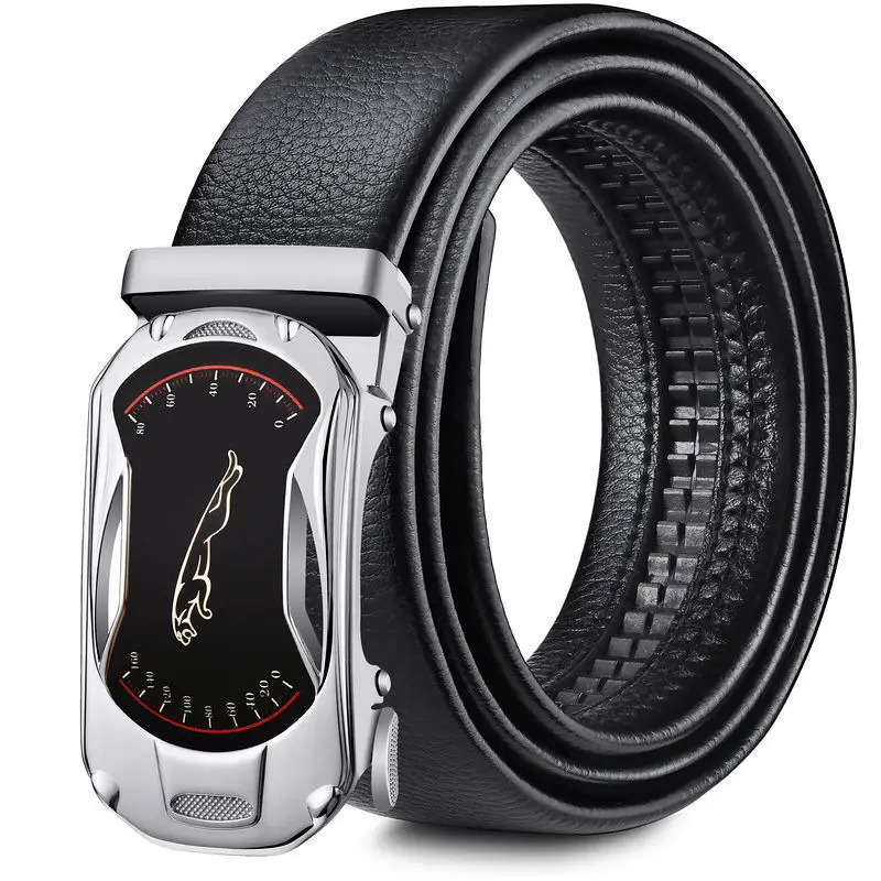 Men's Automatic Buckle Belt Black Gold Gold Plated