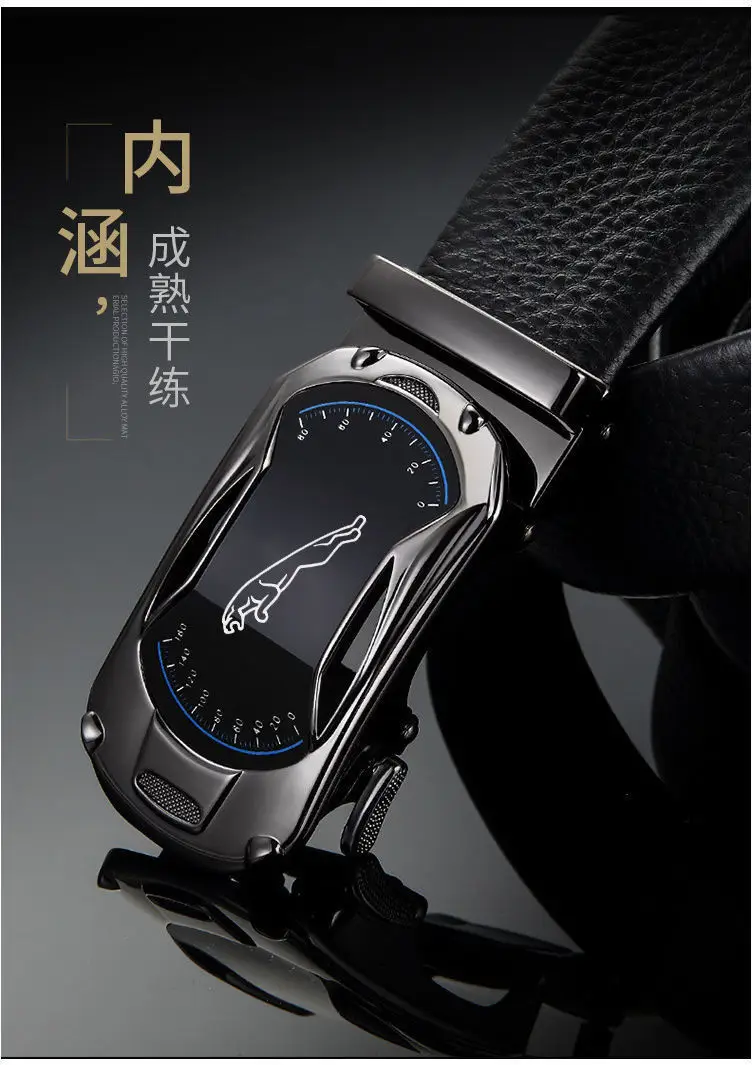 Men's Automatic Buckle Belt Black Gold Gold Plated — feature 10