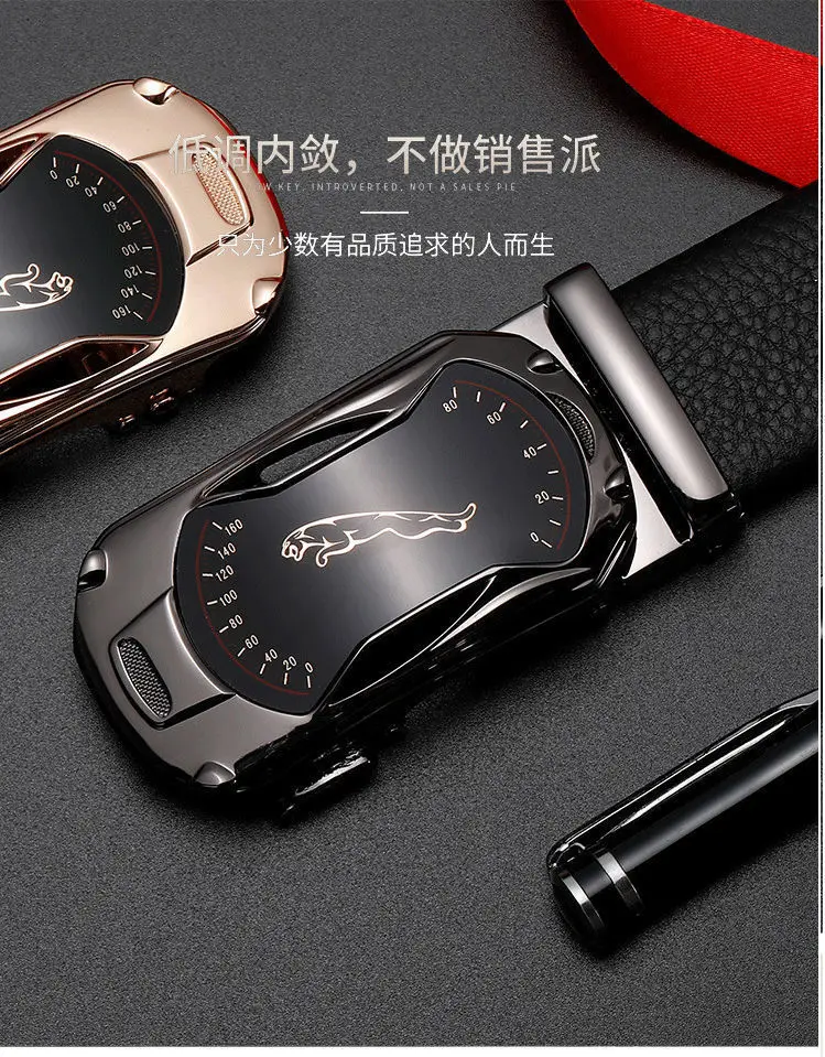 Men's Automatic Buckle Belt Black Gold Gold Plated — feature 12