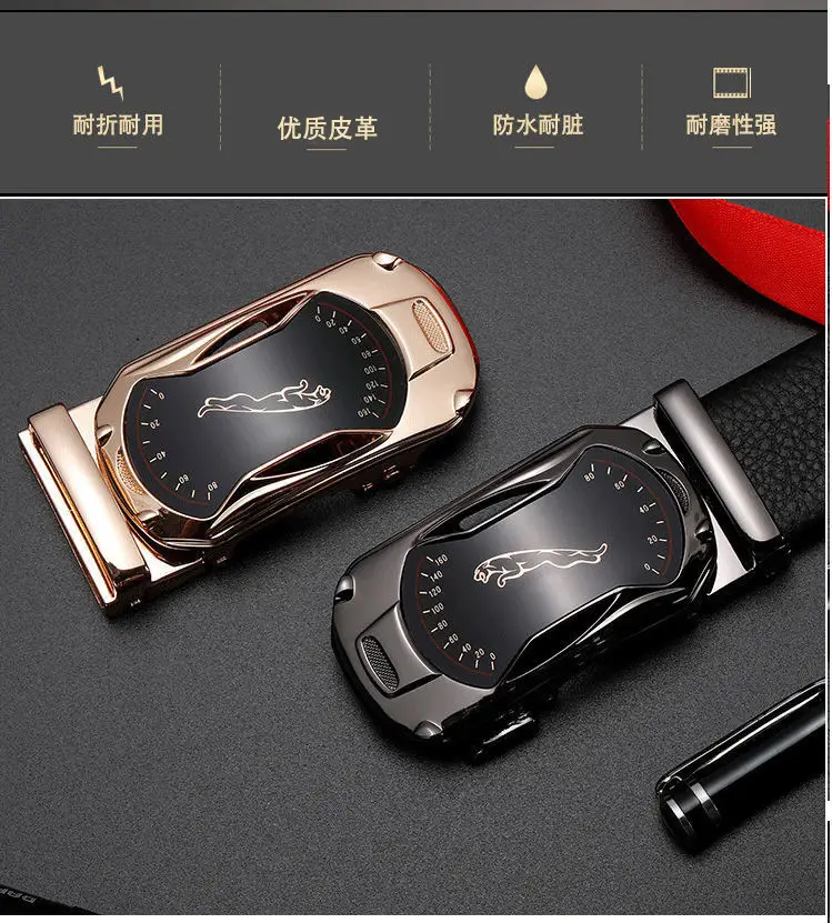 Men's Automatic Buckle Belt Black Gold Gold Plated — feature 2