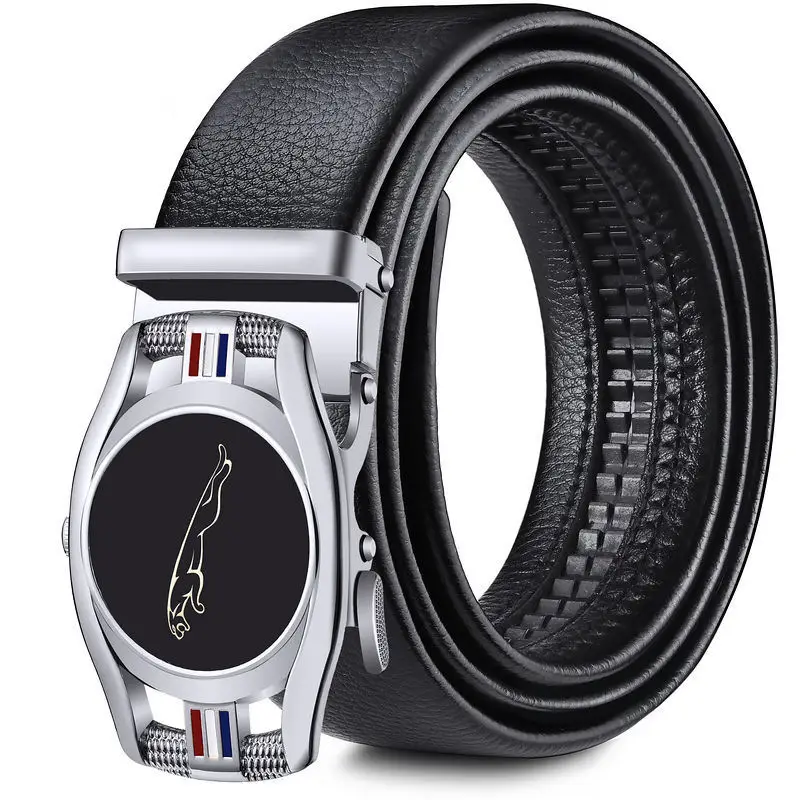 Men's Automatic Buckle Belt Black Gold Gold Plated