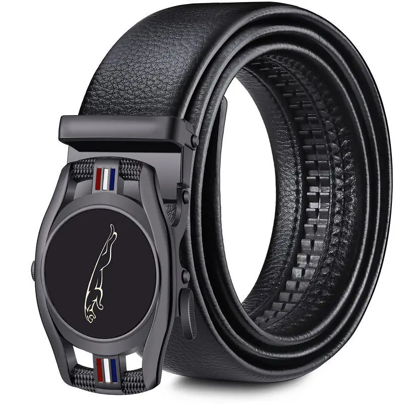 Men's Automatic Buckle Belt Black Gold Gold Plated