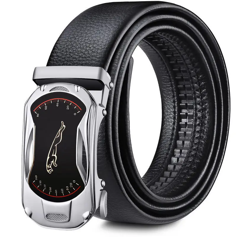 Men's Automatic Buckle Belt Black Gold Gold Plated