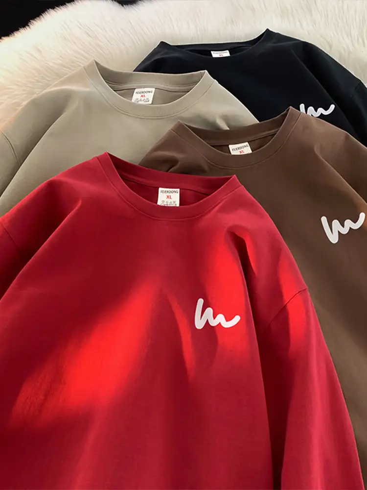 Men White Round Neck Long Sleeve T-Shirt 2023 - Image 9