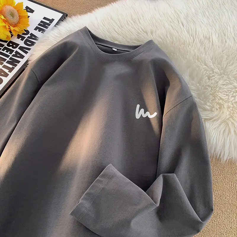 Men White Round Neck Long Sleeve T-Shirt 2023 — feature 5