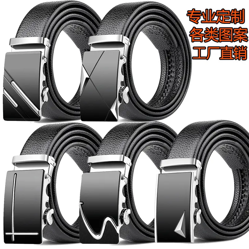 Men's Genuine Leather Belt with Gold Buckle - Image 26