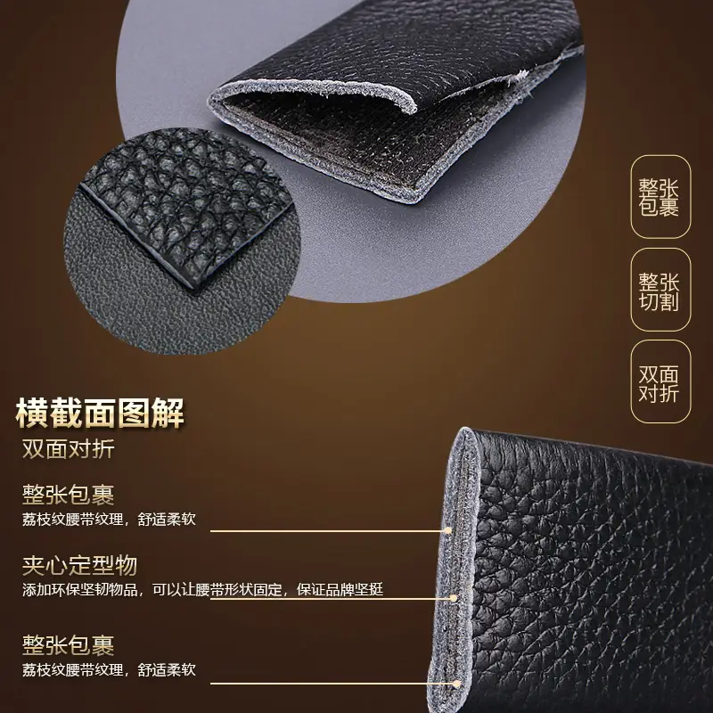 Men's Genuine Leather Belt with Gold Buckle - Image 27