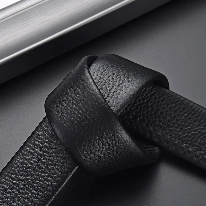 Men's Genuine Leather Belt with Gold Buckle — feature 11
