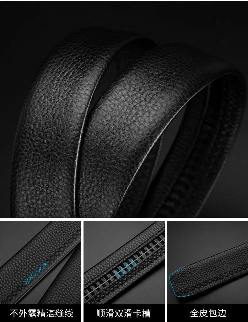 Men's Genuine Leather Belt with Gold Buckle — feature 2