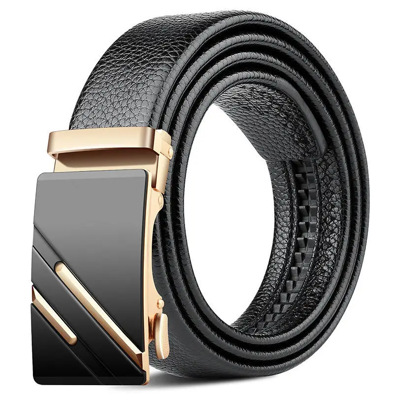 Men's Genuine Leather Belt with Gold Buckle - Image 13