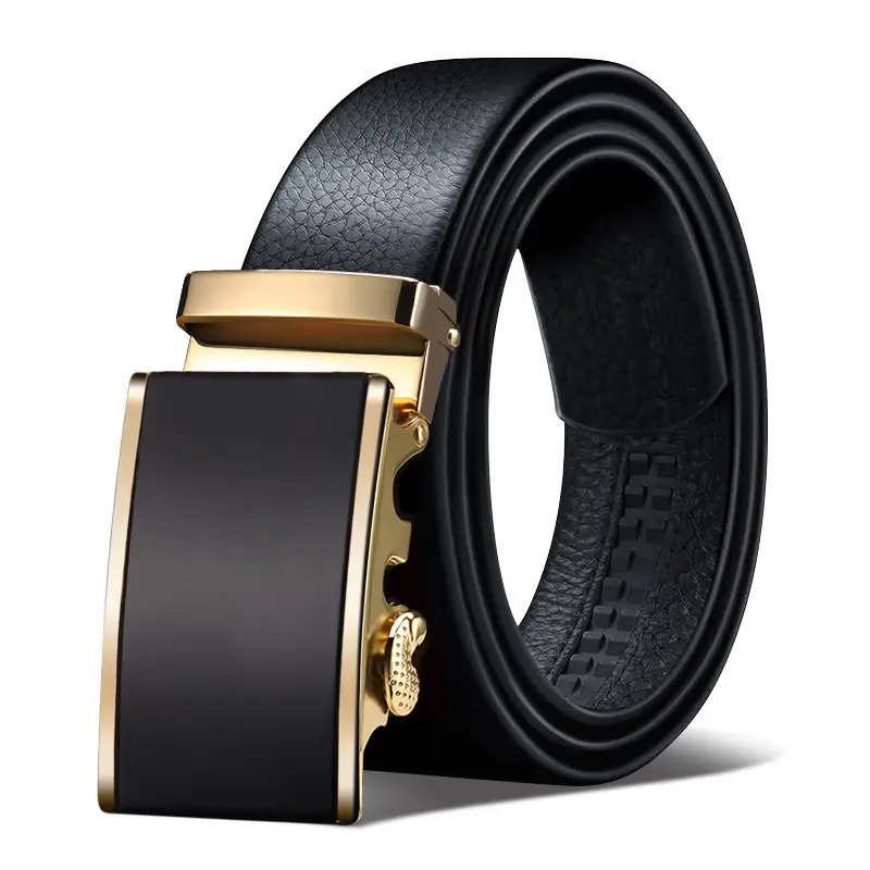 Men's Genuine Leather Belt with Gold Buckle - Image 17