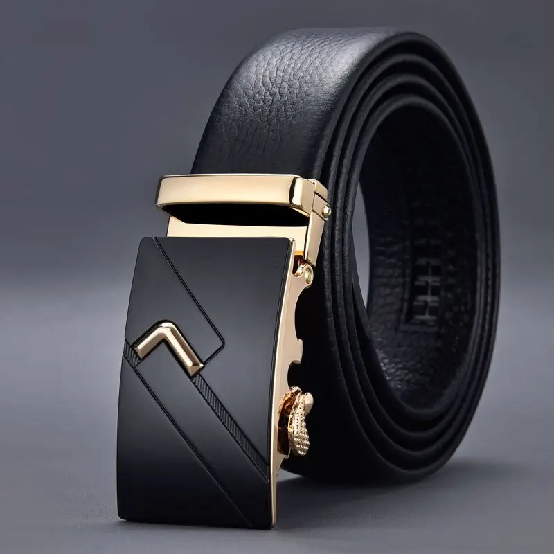 Men's Genuine Leather Belt with Gold Buckle - Image 19