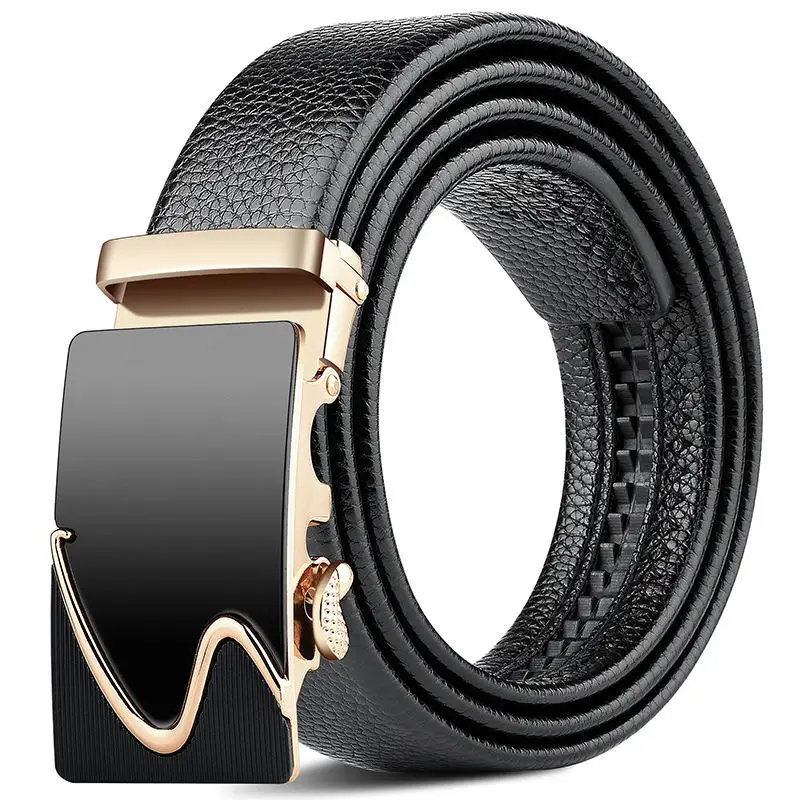 Men's Genuine Leather Belt with Gold Buckle - Image 2