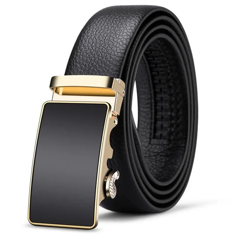 Men's Genuine Leather Belt with Gold Buckle - Image 21