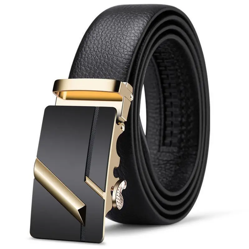 Men's Genuine Leather Belt with Gold Buckle - Image 23