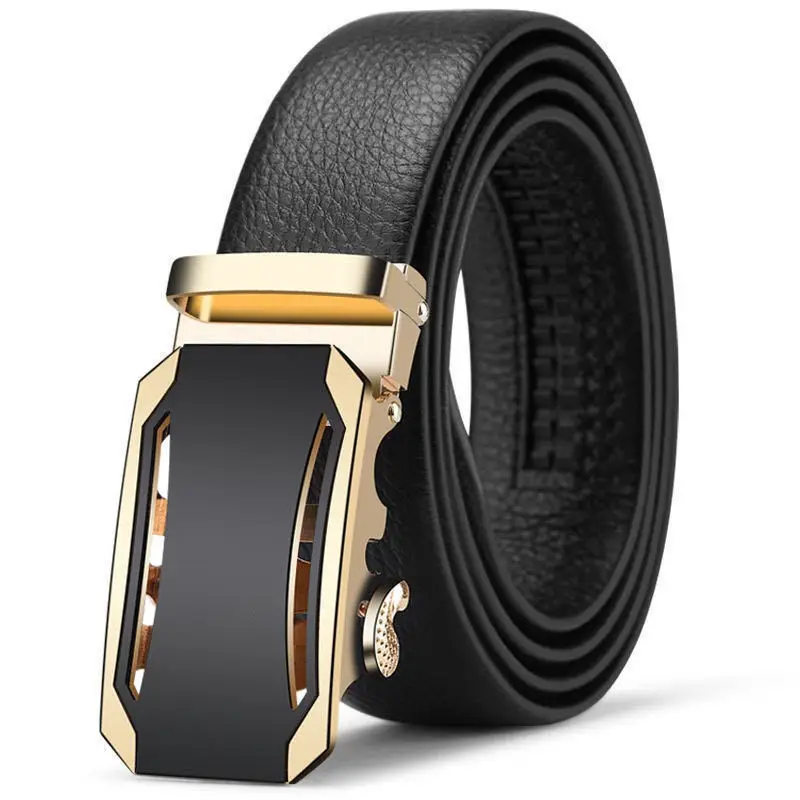 Men's Genuine Leather Belt with Gold Buckle - Image 25