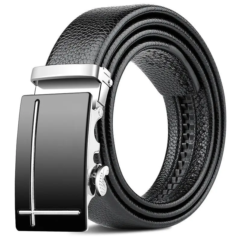 Men's Genuine Leather Belt with Gold Buckle - Image 3