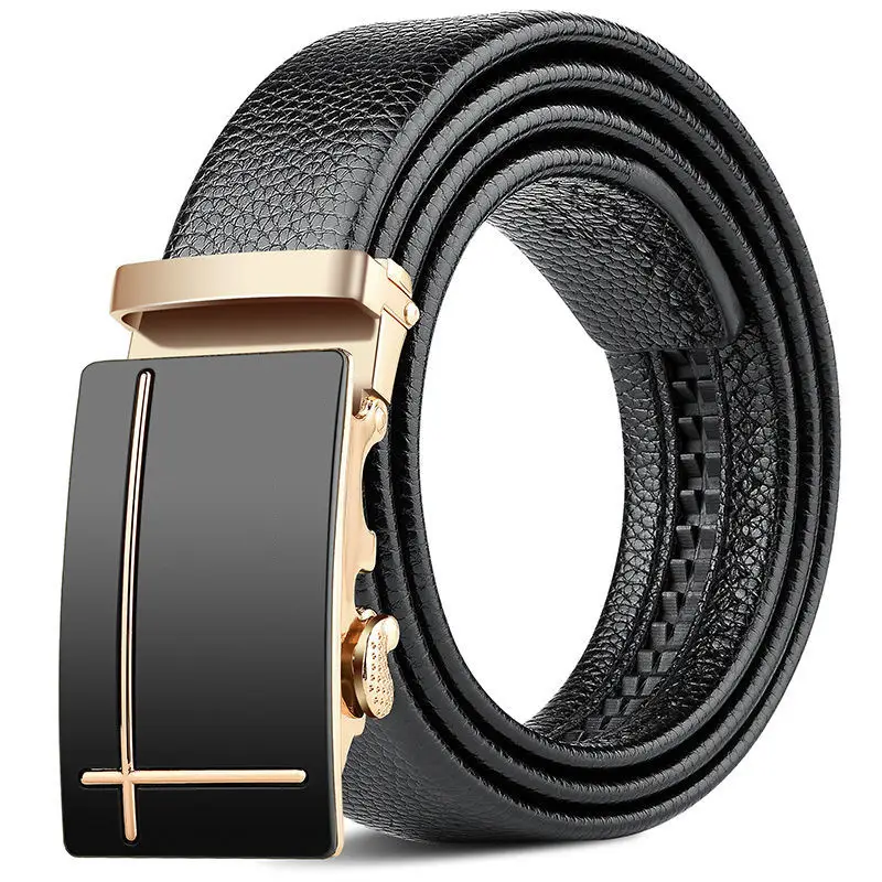 Men's Genuine Leather Belt with Gold Buckle - Image 4