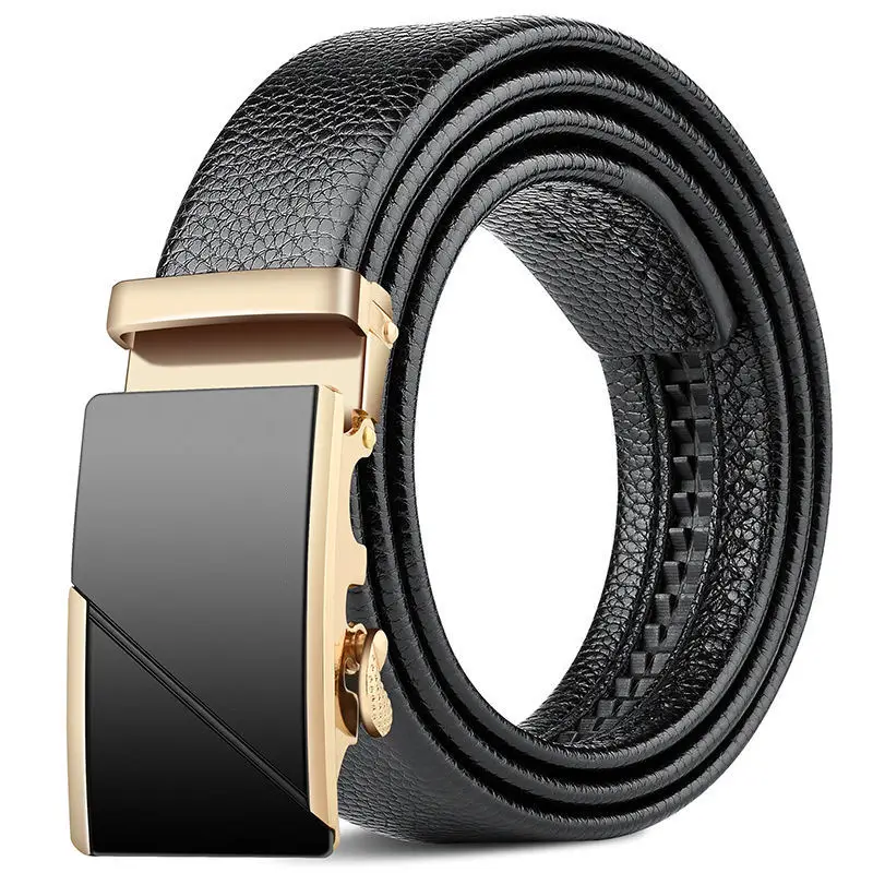 Men's Genuine Leather Belt with Gold Buckle - Image 6