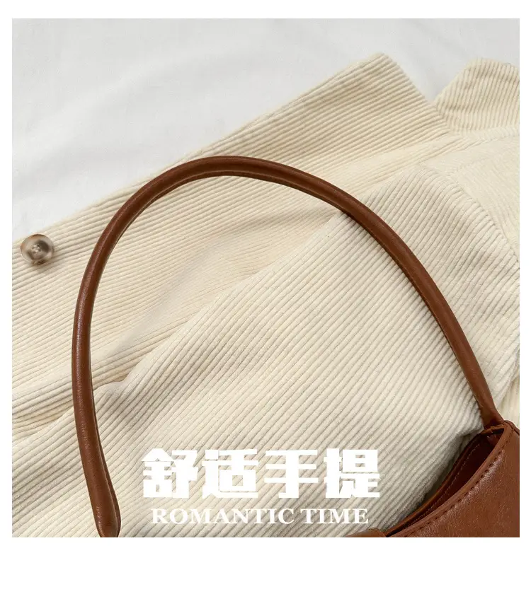 Brown Korean Style Shoulder Bag with Gold Buckle — feature 4
