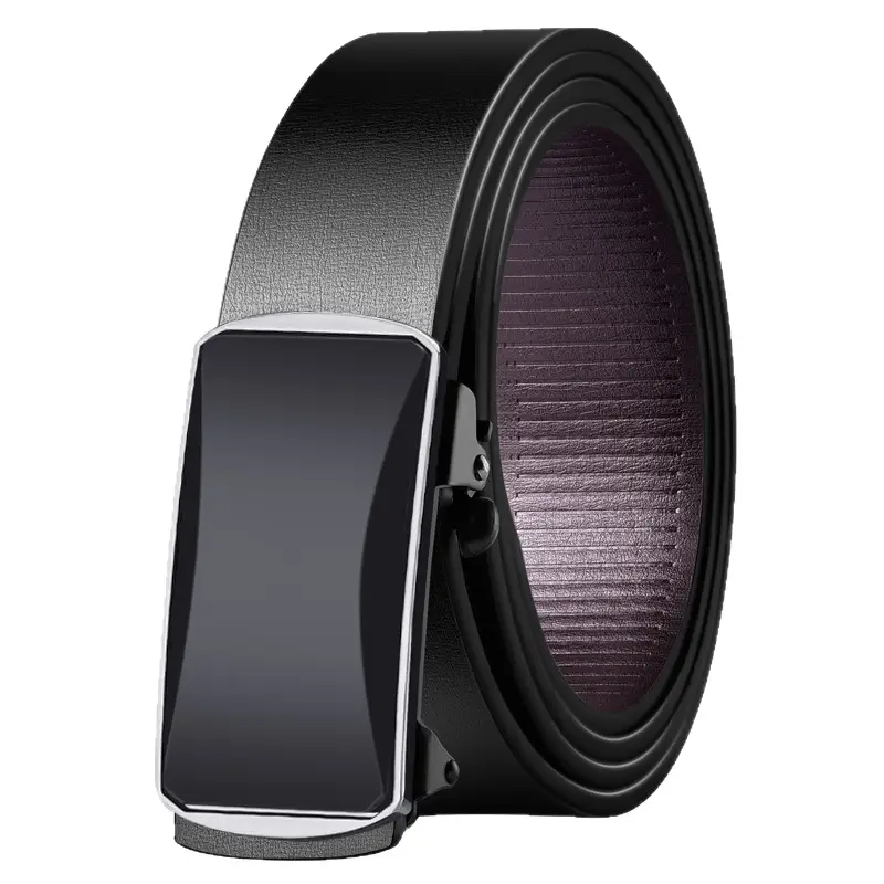 Men's Toothless Automatic Buckle Belt Black Gold - Image 7