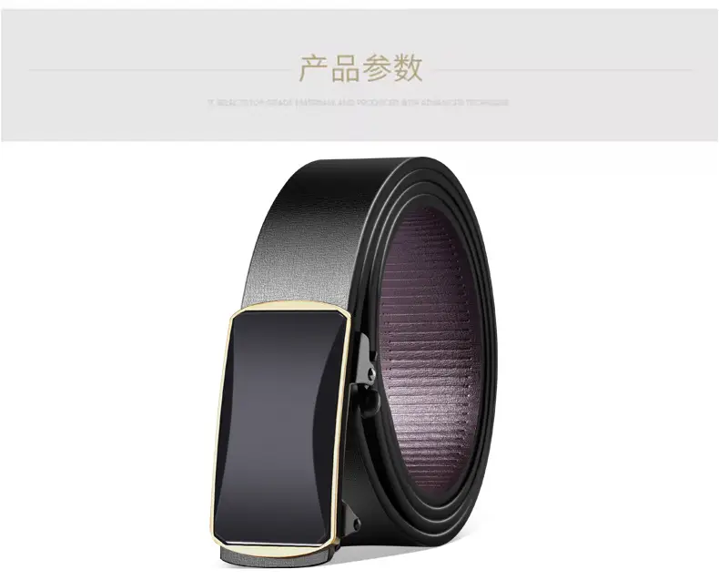 Men's Toothless Automatic Buckle Belt Black Gold — feature 10