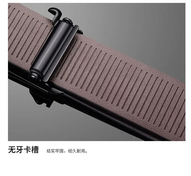 Men's Toothless Automatic Buckle Belt Black Gold — feature 16