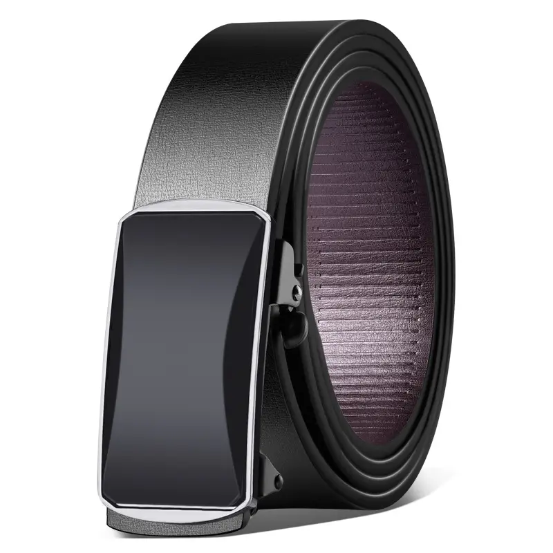 Men's Toothless Automatic Buckle Belt Black Gold - Image 2