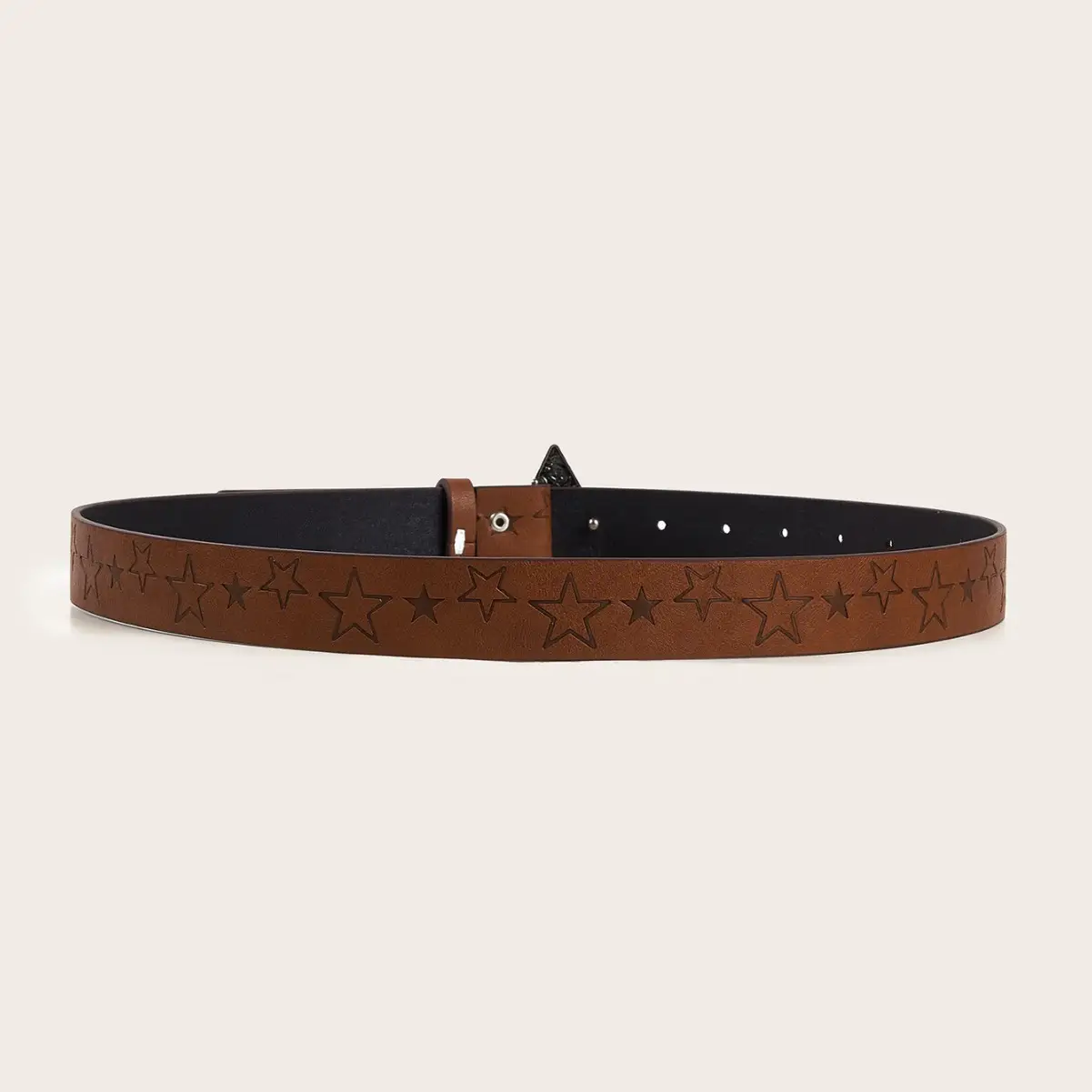 European Star Print Brown Belt for Women Men