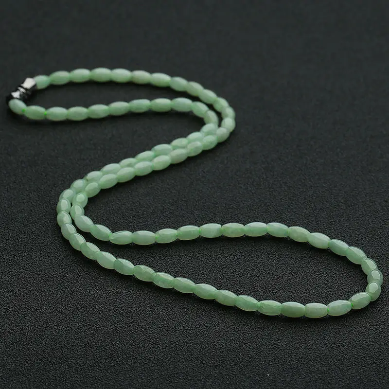Green Rice Shaped Jade Necklace for Women - Image 2