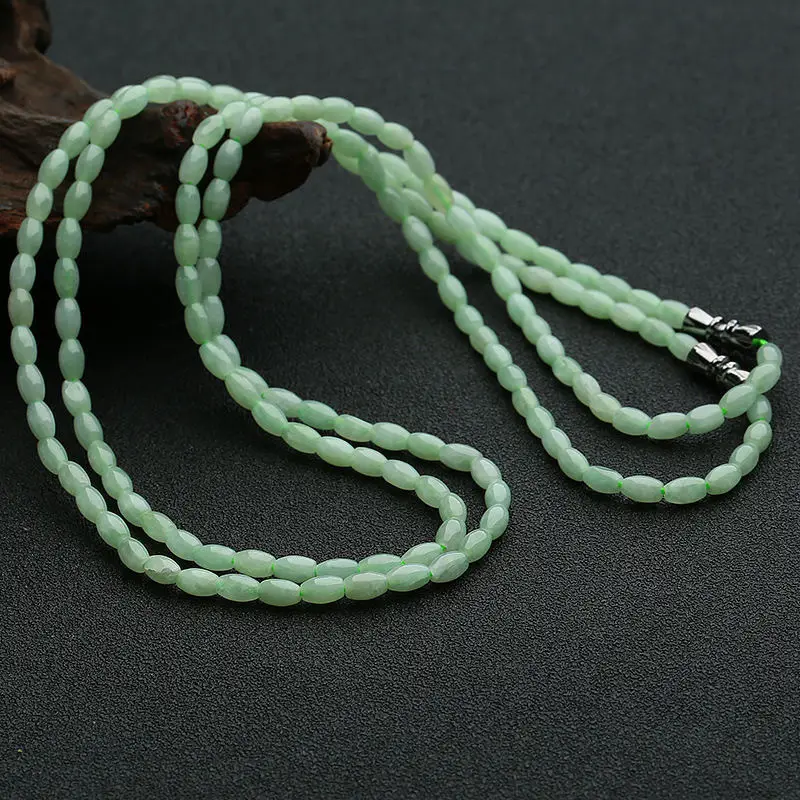 Green Rice Shaped Jade Necklace for Women - Image 3