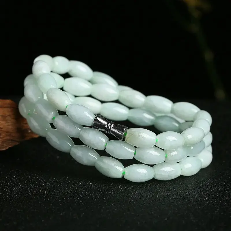 Green Rice Shaped Jade Necklace for Women - Image 4