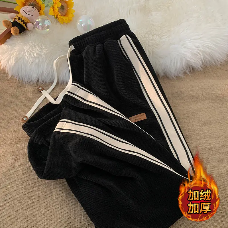 Autumn Winter Velvet Pants for Couples Brown Thickened - Image 5