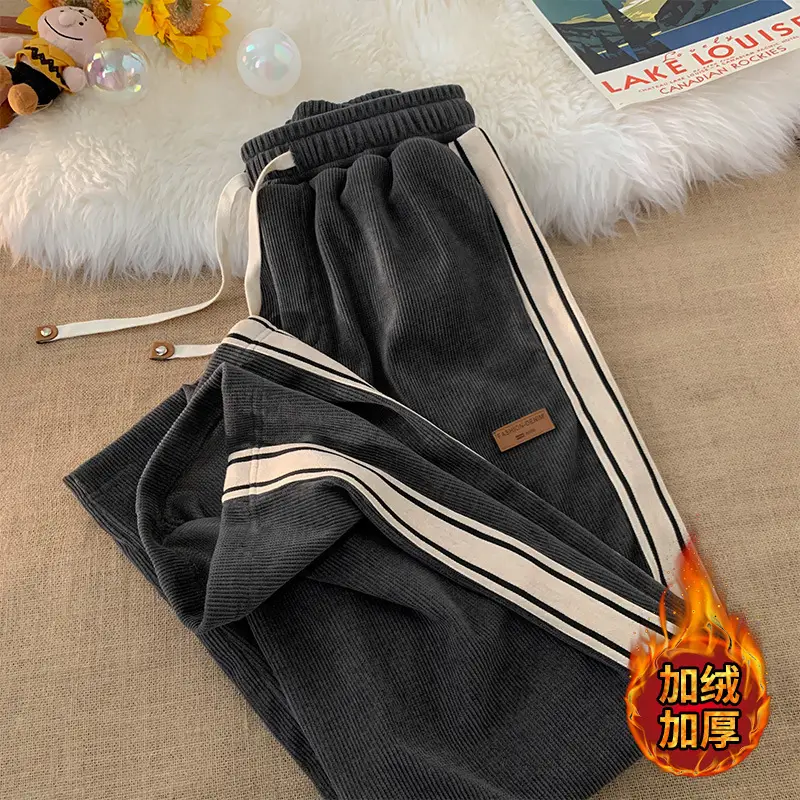 Autumn Winter Velvet Pants for Couples Brown Thickened - Image 6