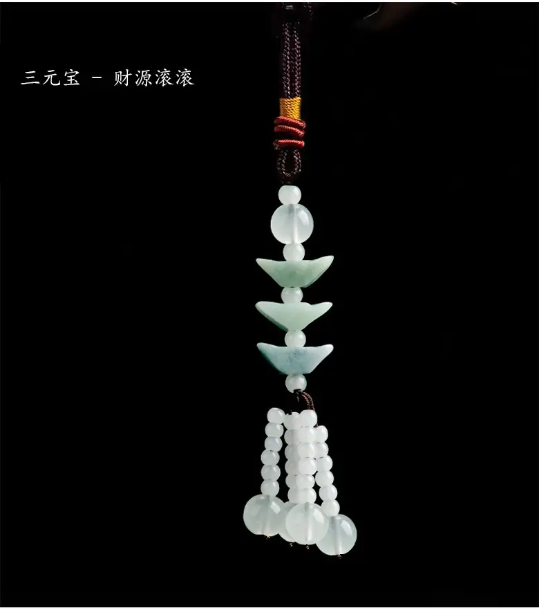 Chinese Style Jade Gourd Pendant with Green & Gold Accents — feature 15