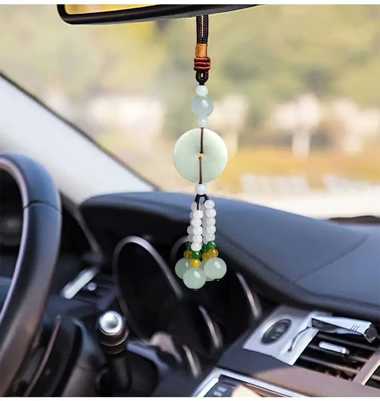 Chinese Style Jade Gourd Pendant with Green & Gold Accents — feature 9