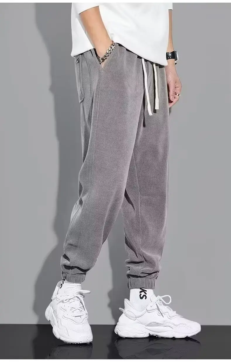 Men Fleece Warm Pants Winter Casual Beige Black Beige — feature 10