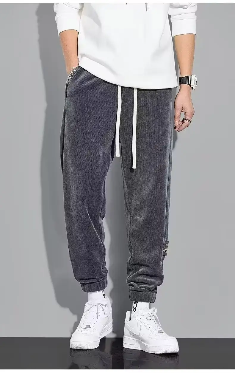 Men Fleece Warm Pants Winter Casual Beige Black Beige — feature 12