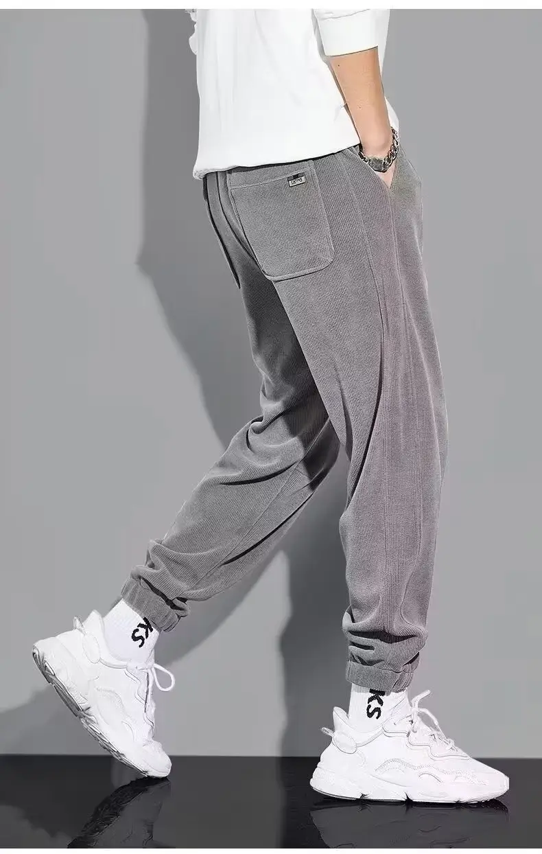 Men Fleece Warm Pants Winter Casual Beige Black Beige — feature 13